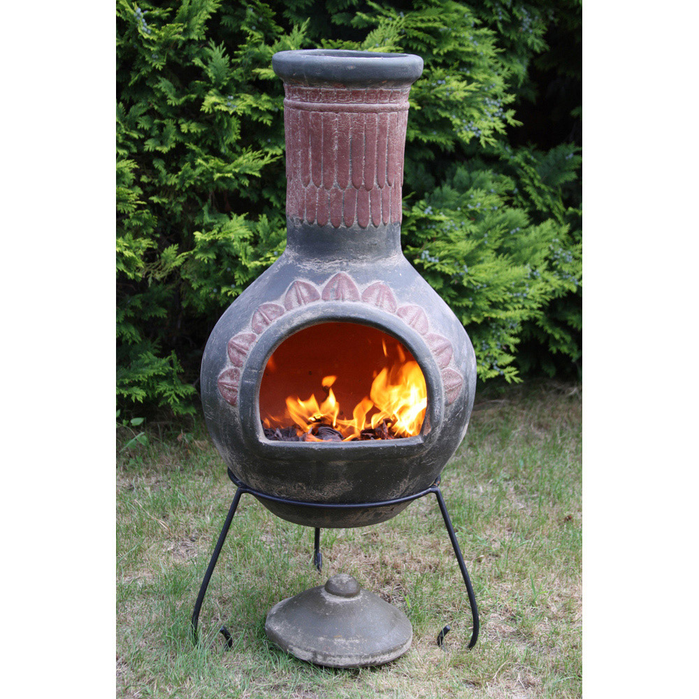Gardeco Plumas Extra Large Quetzacoatl Green Mexican Chimenea with Stand and Lid Image 2