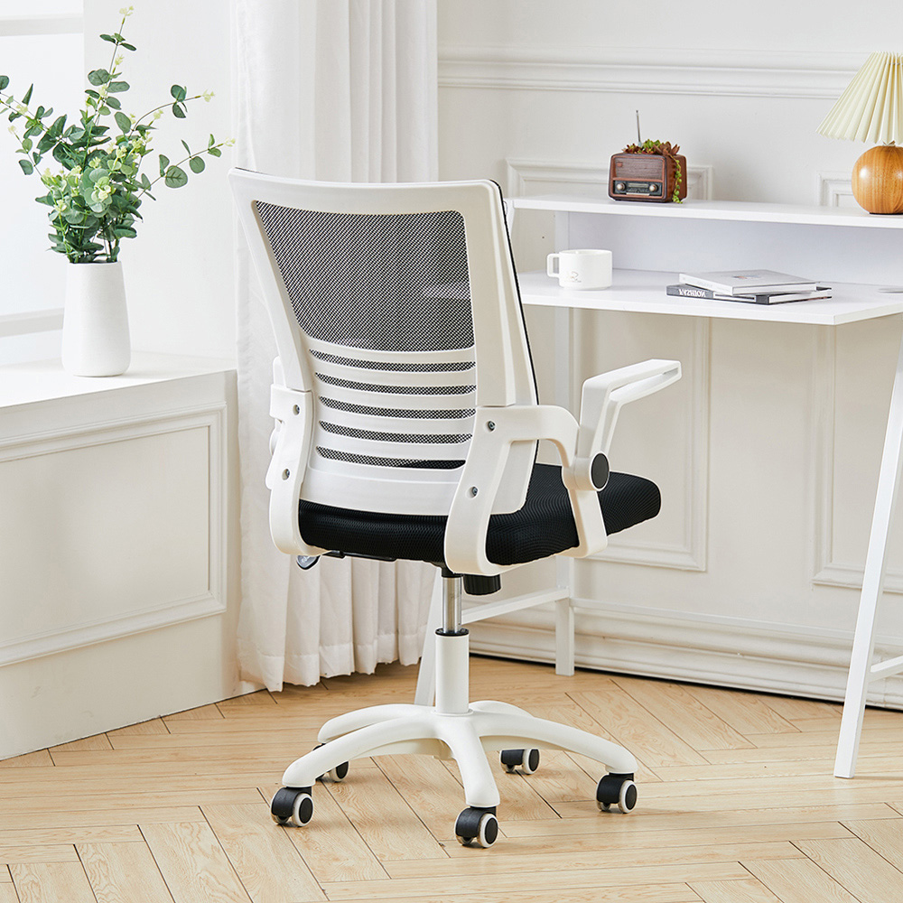 Living and Home White and Black Mesh Swivel Office Chair Image 8