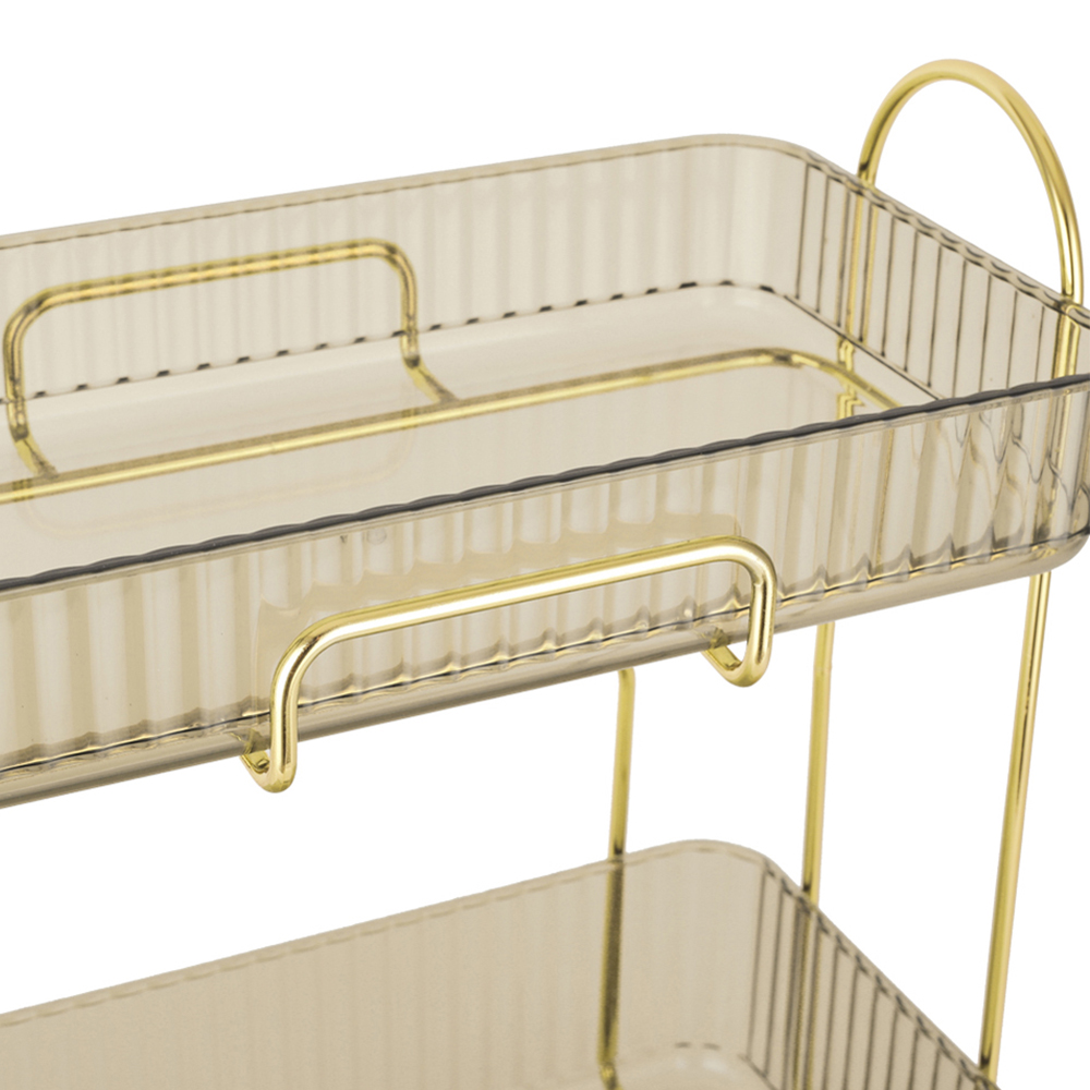 Living and Home 2 Tier Gold Plastic Desktop Cosmetic Organizer Image 5