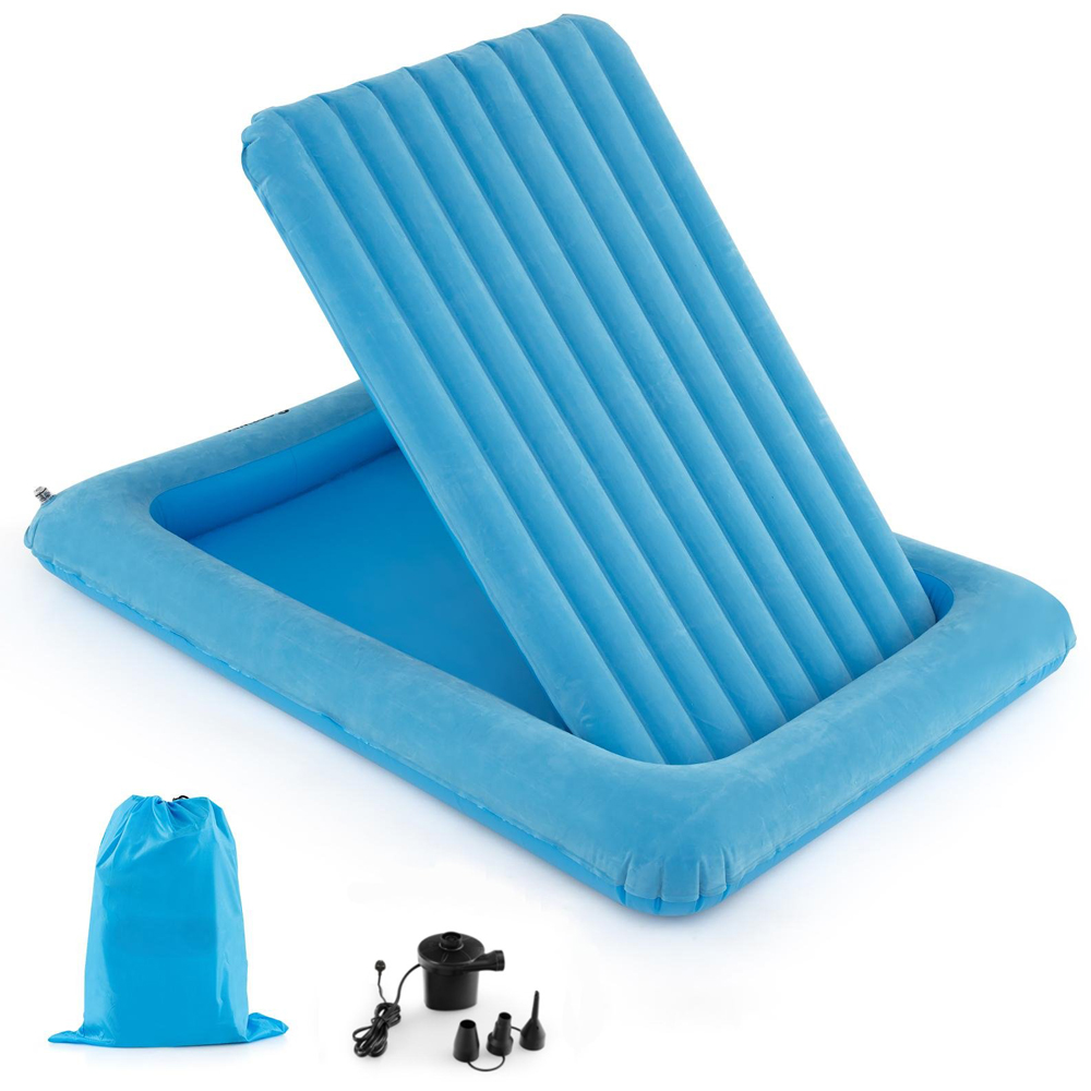 Costway Blue Inflatable Toddler Travel Bed with Electric Pump Image 2