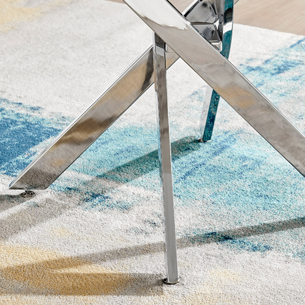 Furniturebox Arona 4 Seater Round Dining Table White Marble and Silver Image 4