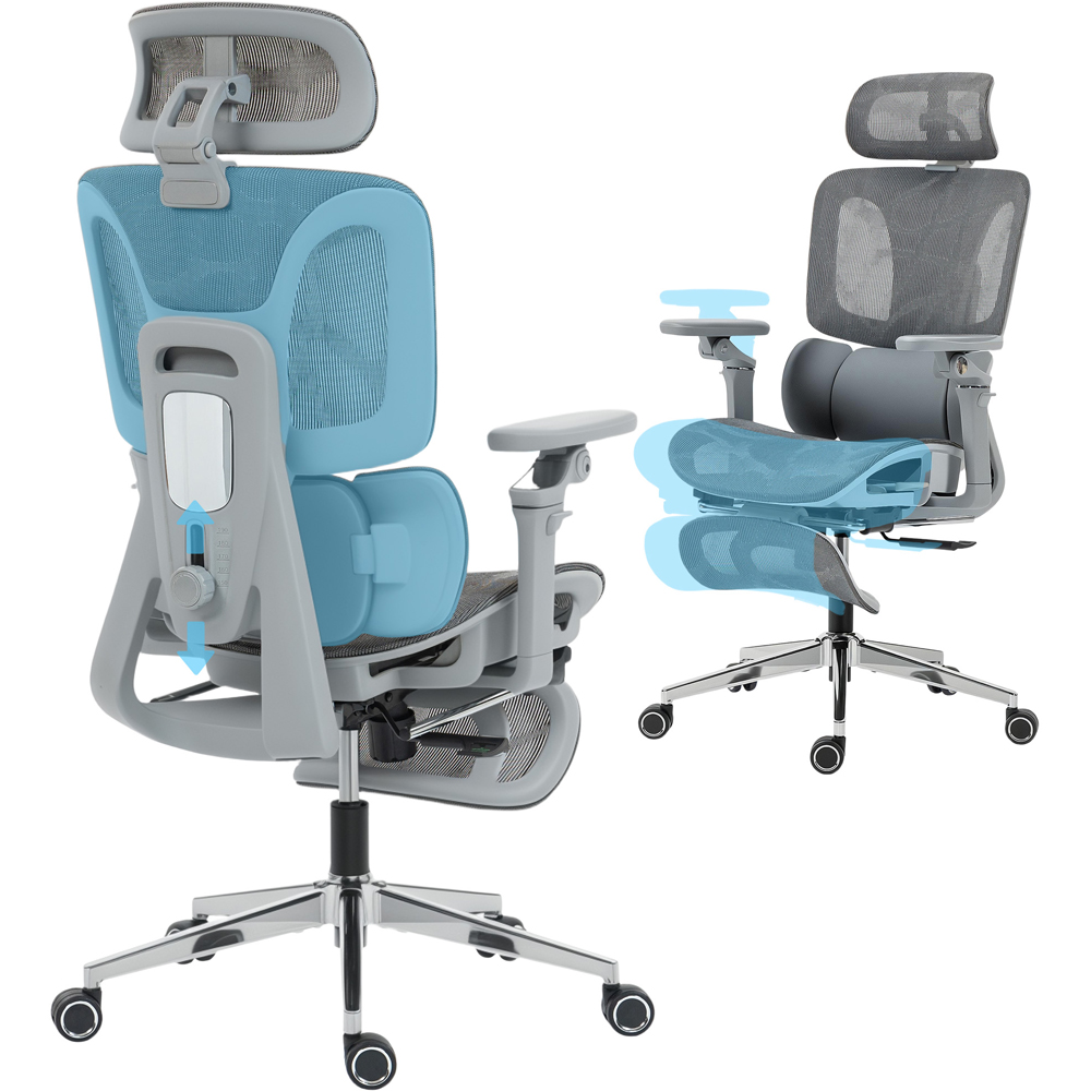Portland Grey Mesh Ergonomic Office Chair with Lumbar Support and 6D Armrests Image 2