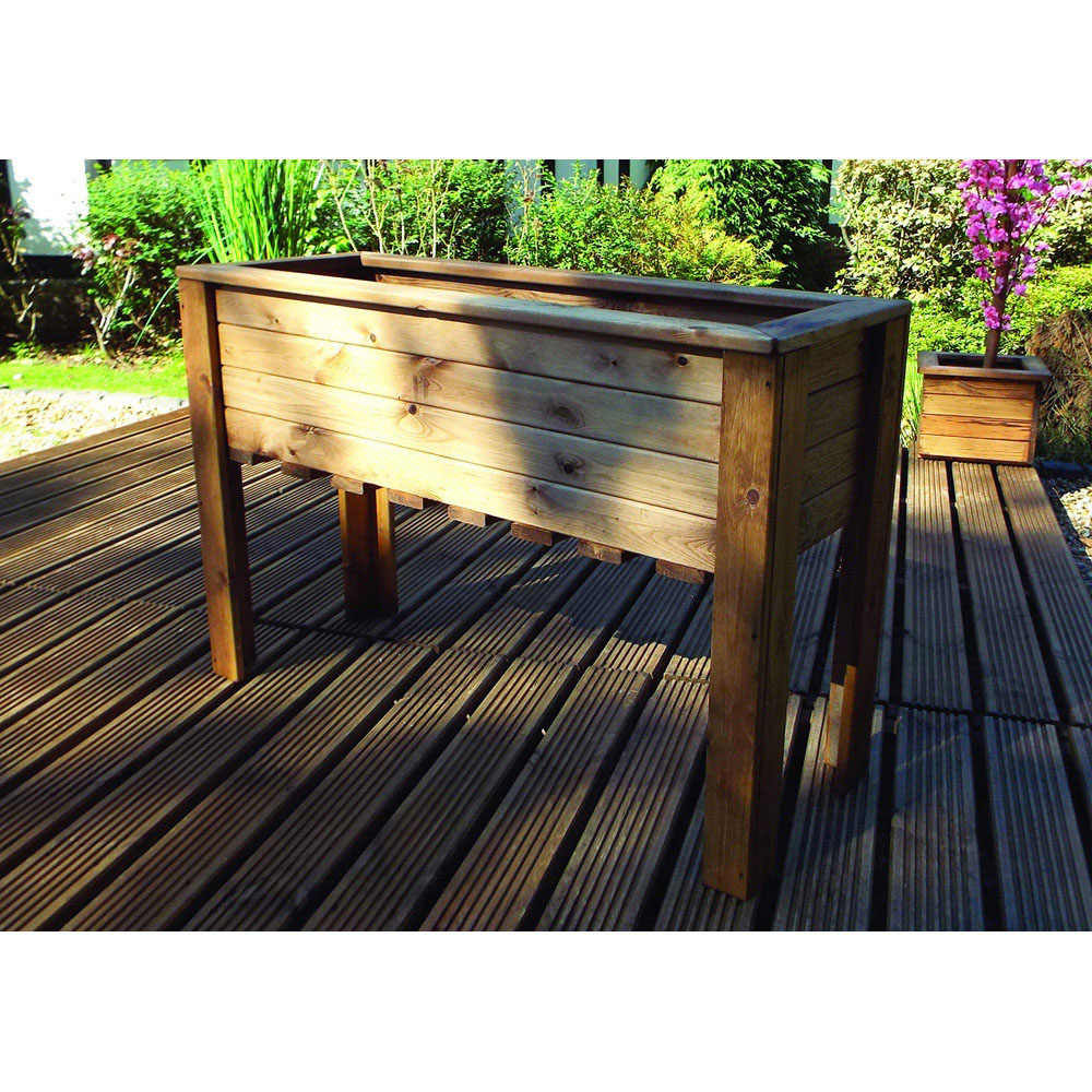 Samuel Alexander Handmade Rustic Wooden Large Raised Garden Trough 72 x 109cm Image 8