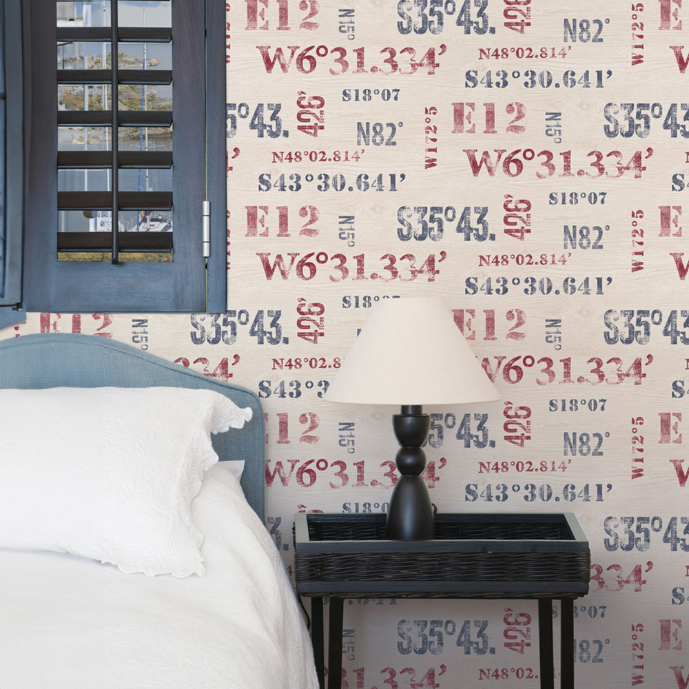 Galerie Deauville 2 Nautical Navy Blue and Red Wallpaper Image 3