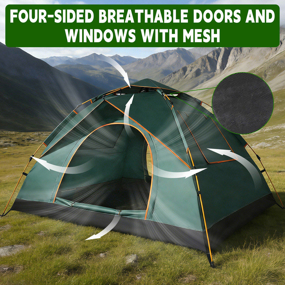 Willowmare 1-2 Person Waterproof Backpacking Camping Tent Green Image 5