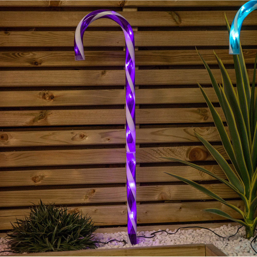 Samuel Alexander 4 Pack LED Christmas Candy Cane Garden Path Light Image 2