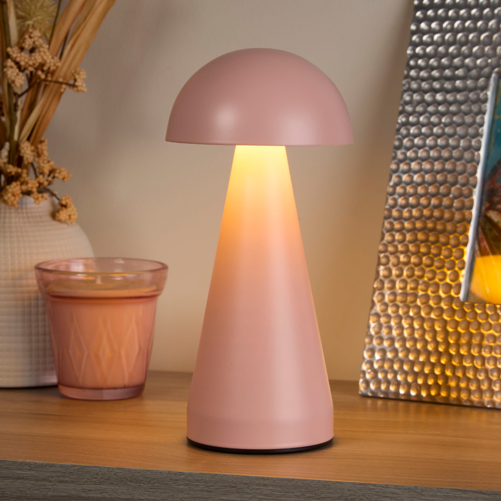 Lighting Collection Dome Pink Rechargeable LED Table Lamp Image 2