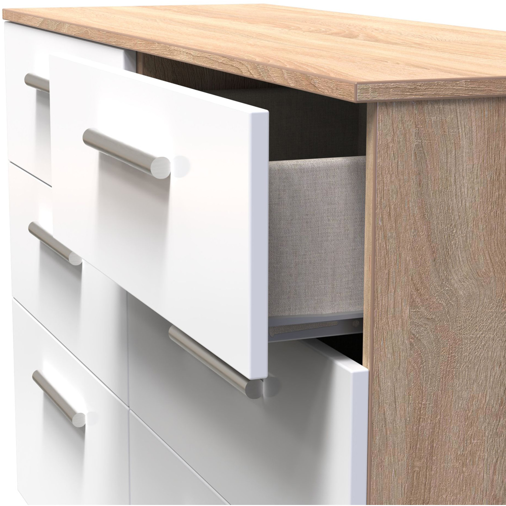 Crowndale Contrast 6 Drawer White Gloss and Bardolino Oak Midi Chest of Drawers Image 6
