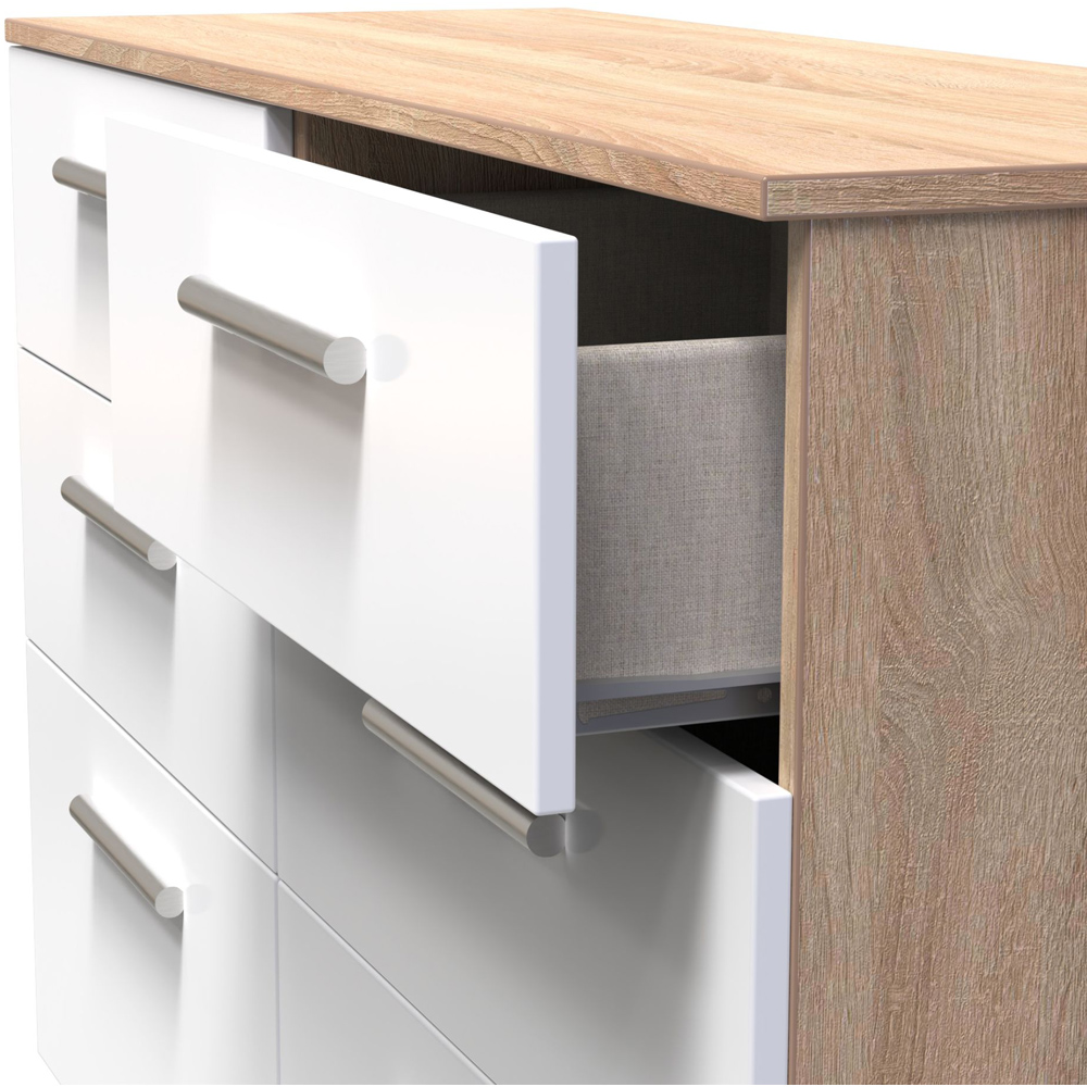 Crowndale Contrast 6 Drawer White and Bardolino Oak Midi Chest Ready Assembled Image 6