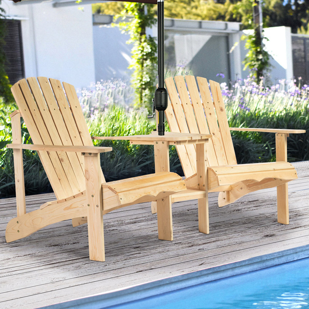 Outsunny Natural Wooden Companion Seat Image 1
