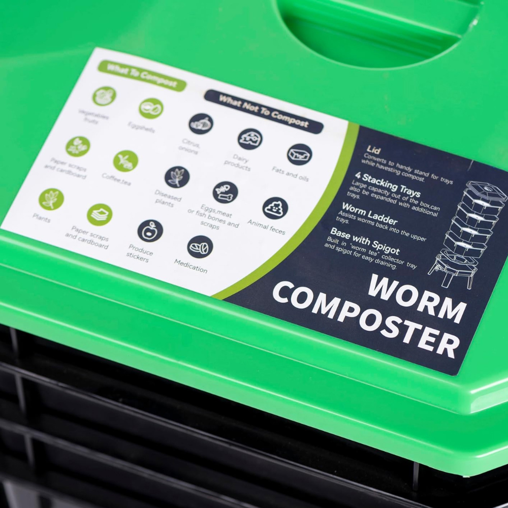 Garden Gear 4 Stacking Tray Worm Composter with Lid Image 5