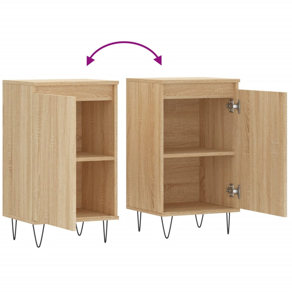 vidaXL Single Door Sonoma Oak Sideboard Set of 2 Image 9