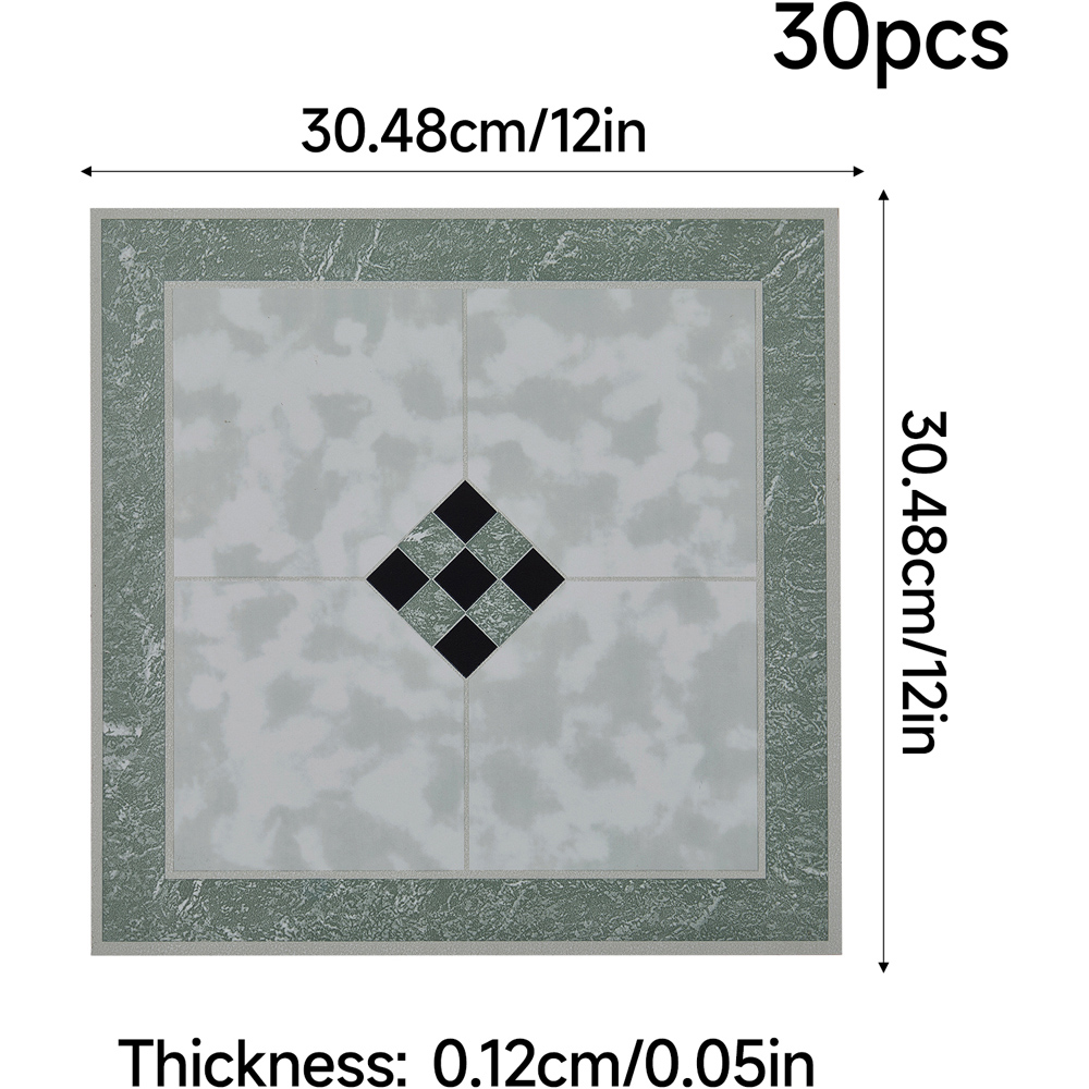 Living and Home Green Self-Adhesive PVC Flooring Tile 30 Pack Image 9