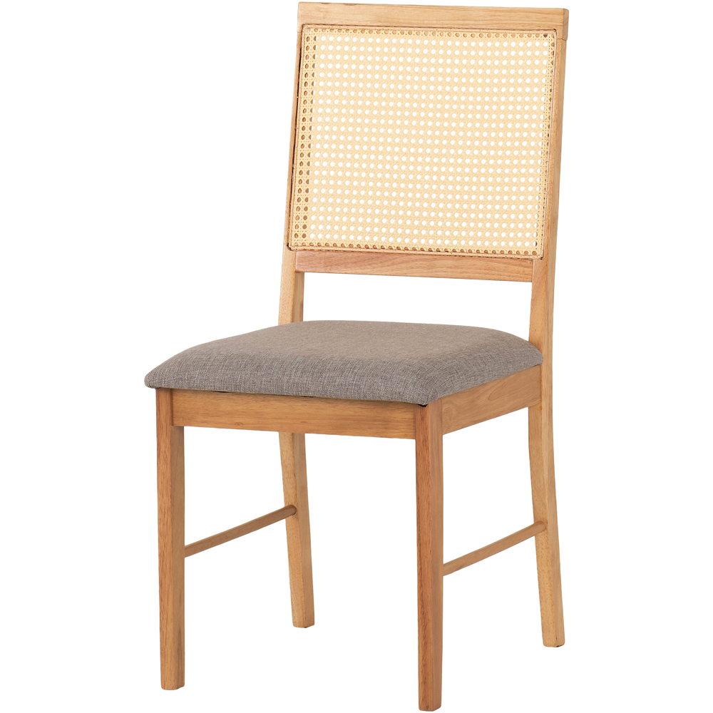Seconique Ellis Set of 2 Grey Fabric Oak Effect Dining Chair Image 3