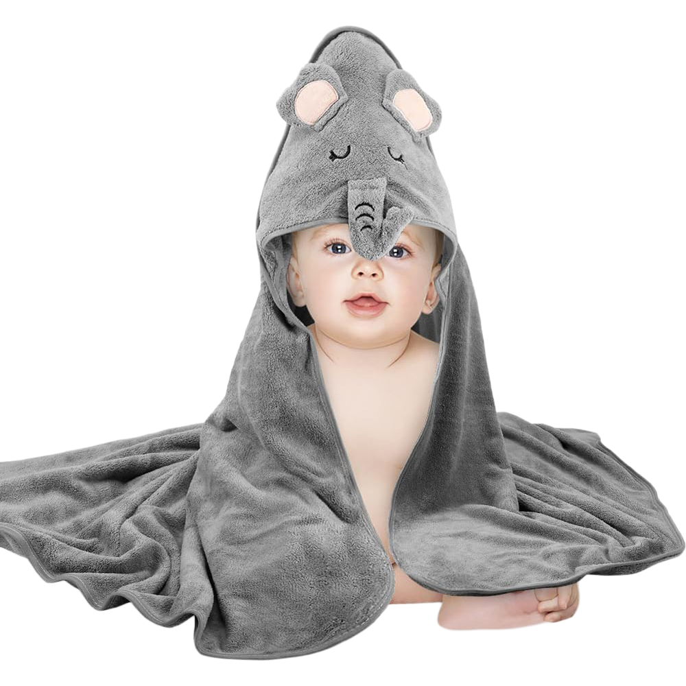 Dyzi Black Animal Cartoon Ultra Soft and Absorbent Baby Hooded Bath Towel Image 1