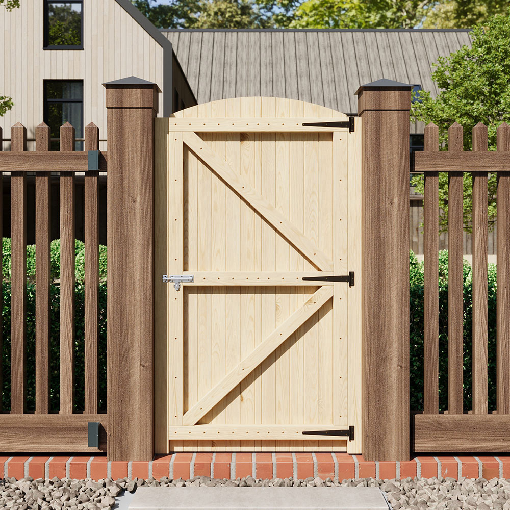 Living and Home Wooden Arch Top Garden Gate with Latch 2.9 x 5.9ft Image 7