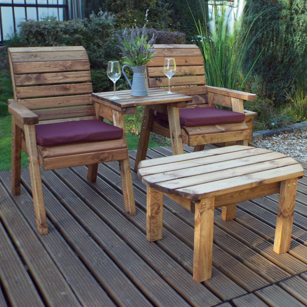 Charles Taylor 2 Seater Straight Companion Seat with Red Cushions Image 1