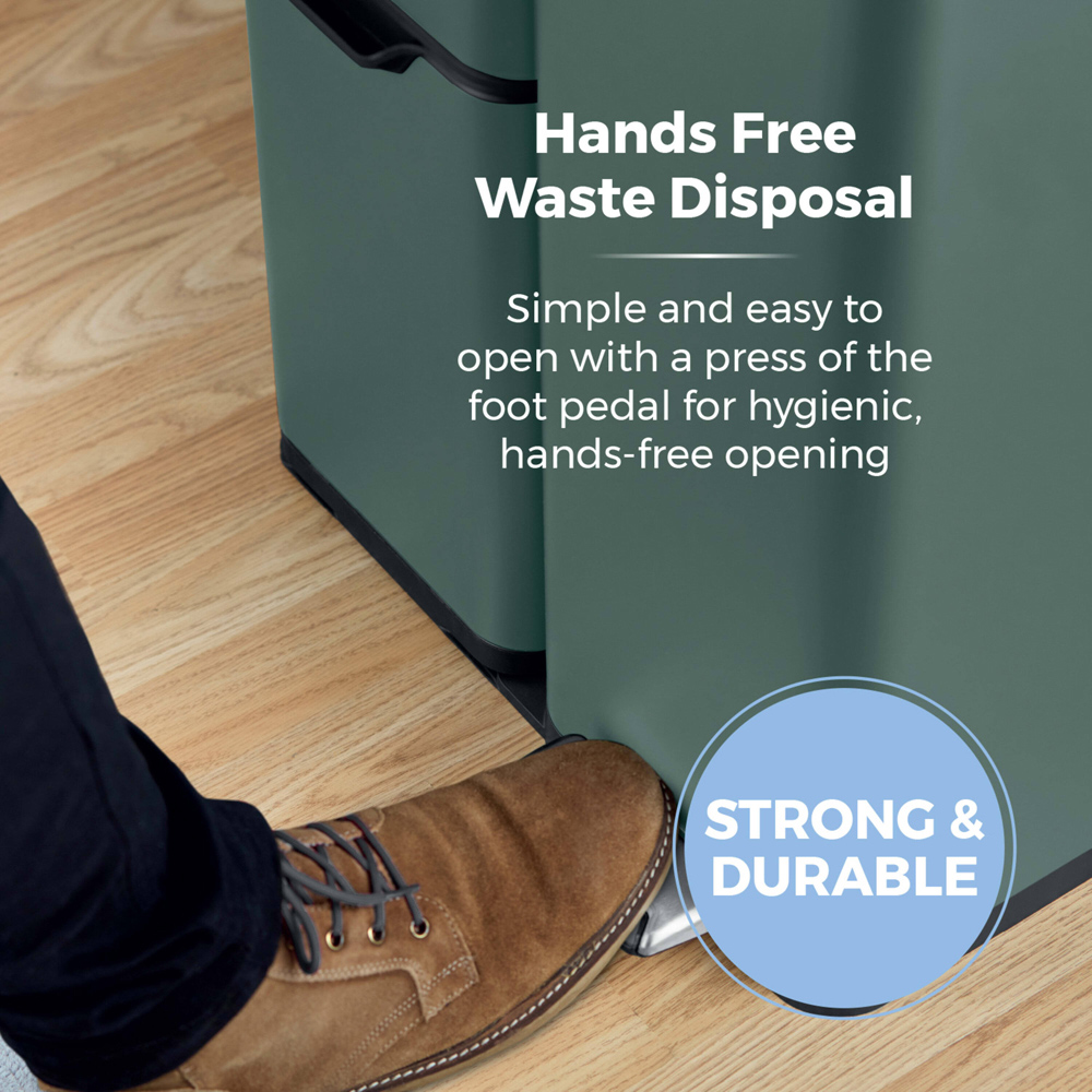 Tower Triple Recycling Green Pedal Bin 60L Image 4