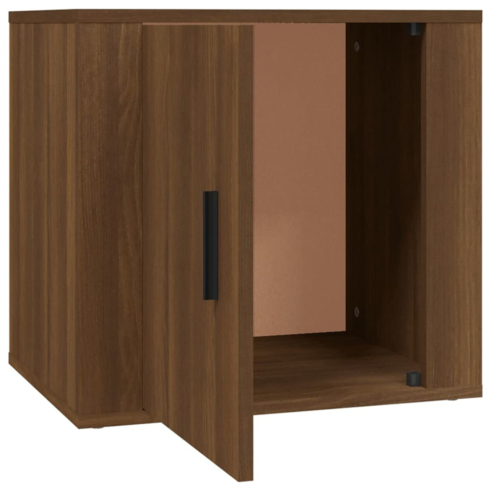 vidaXL Single Door Brown Oak Bedside Table Set of 2 Image 7