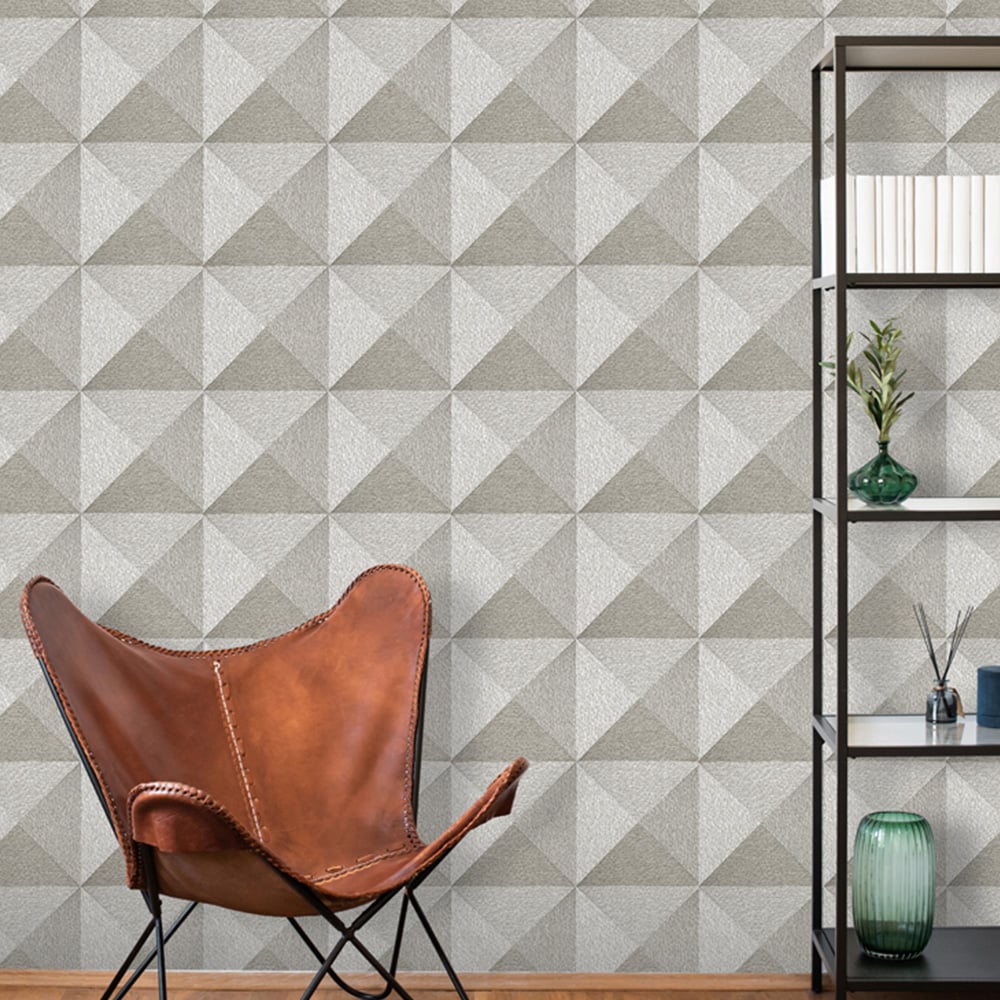 Design ID Weaved Cube Taupe Wallpaper Image 3