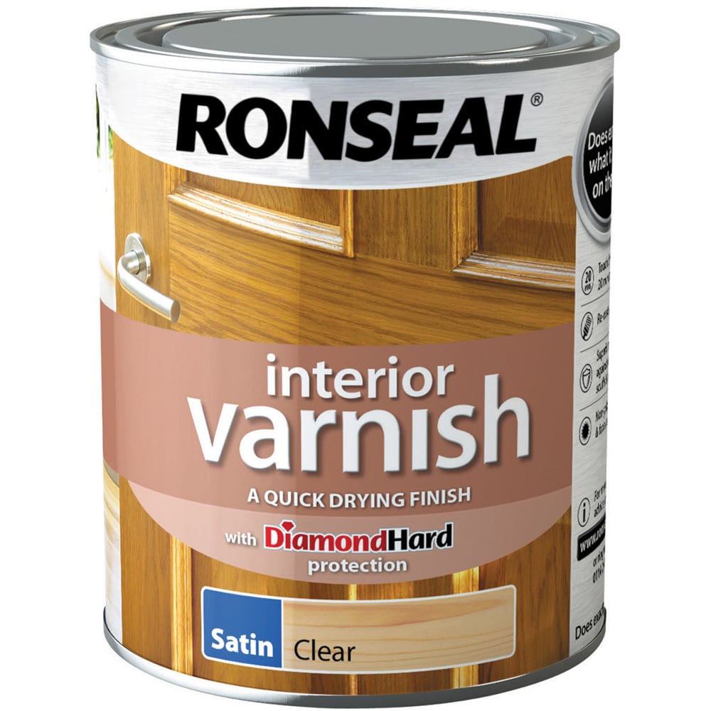 Ronseal Diamond Hard Clear Satin Varnish 750ml Image 1