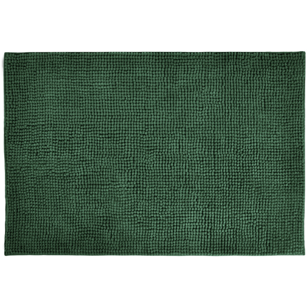 Allure Bath Fashions Dark Green Chenille Microfibre Supersoft Non-Slip Bobble Bath Mat 60 x 90cm Image 1