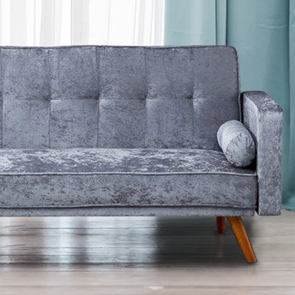 Brooklyn Single Sleeper Steel Crush Velvet Sofa Bed Image 2