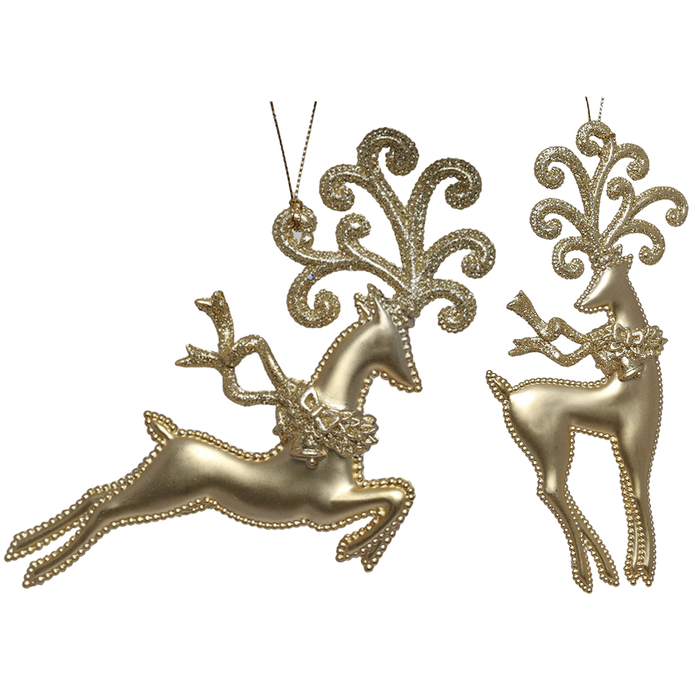 Single Grace & Glory Matte Gold Reindeer Bauble in Assorted styles Image 1