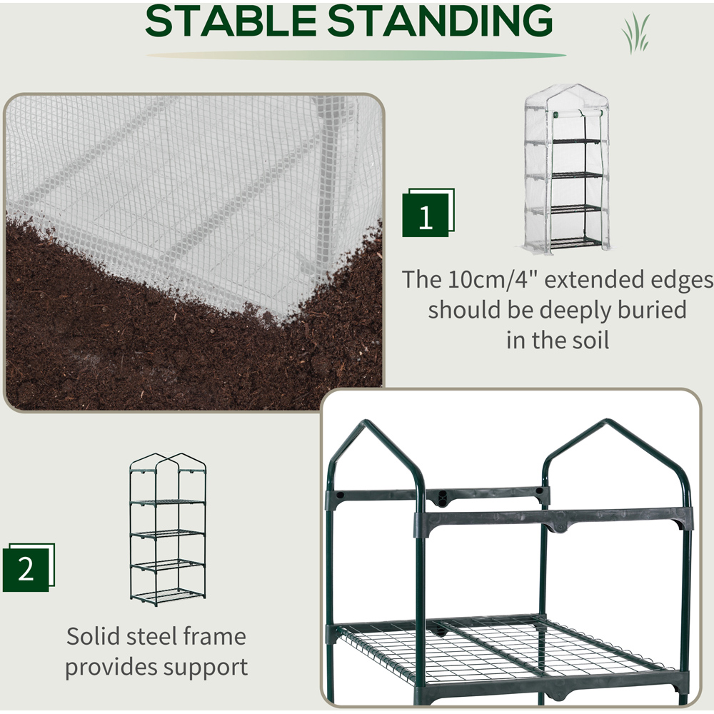 Outsunny White 2.3 x 1.6ft 4-Tier Mini Greenhouse Image 4