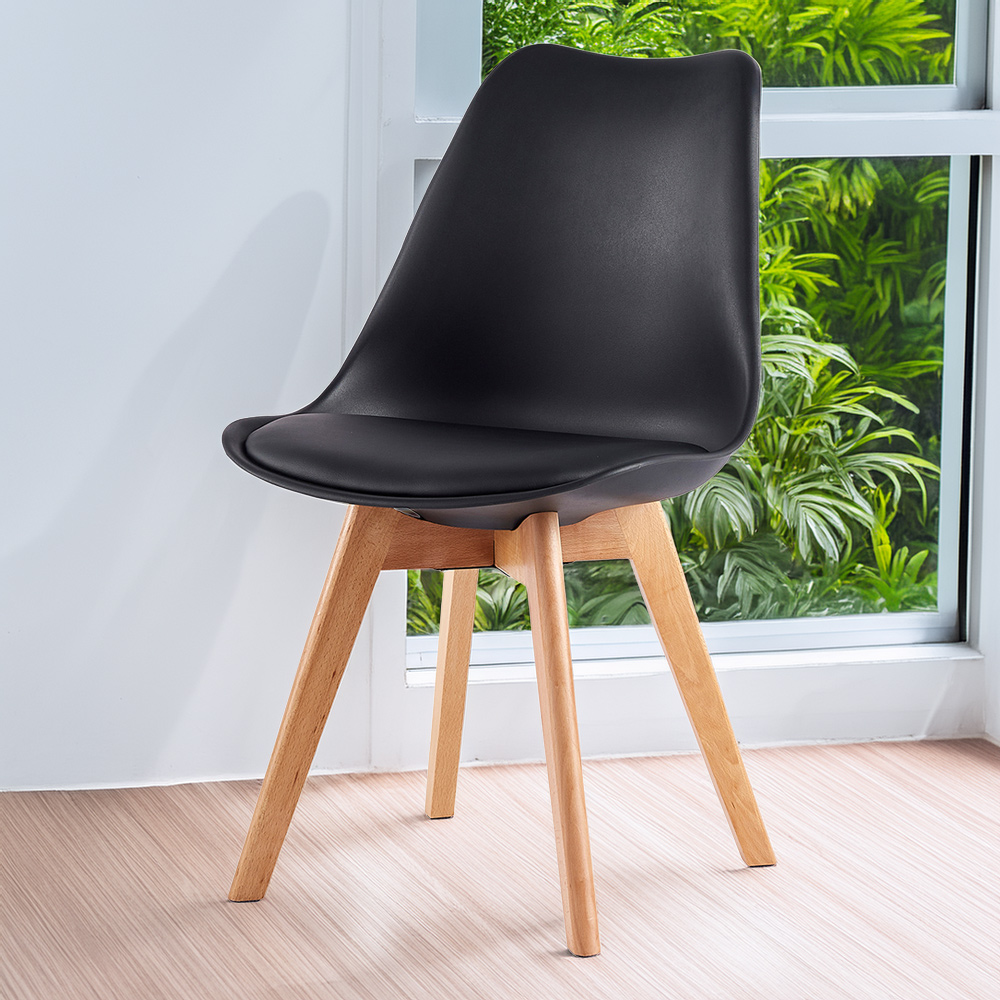 Eva Black Padded Dining Chairs Image 1