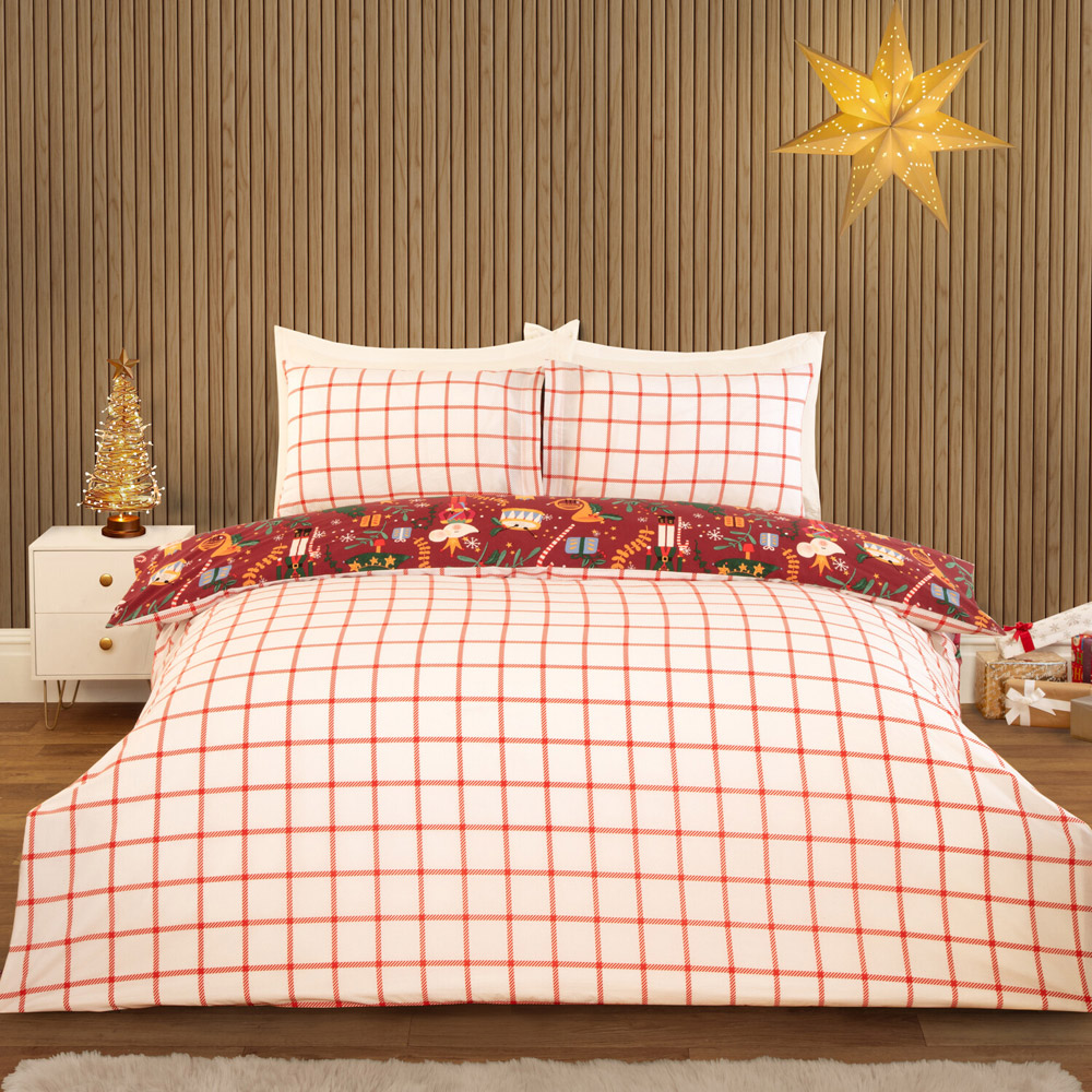 Christmas Nutcracker Duvet Set Red Double Image 2