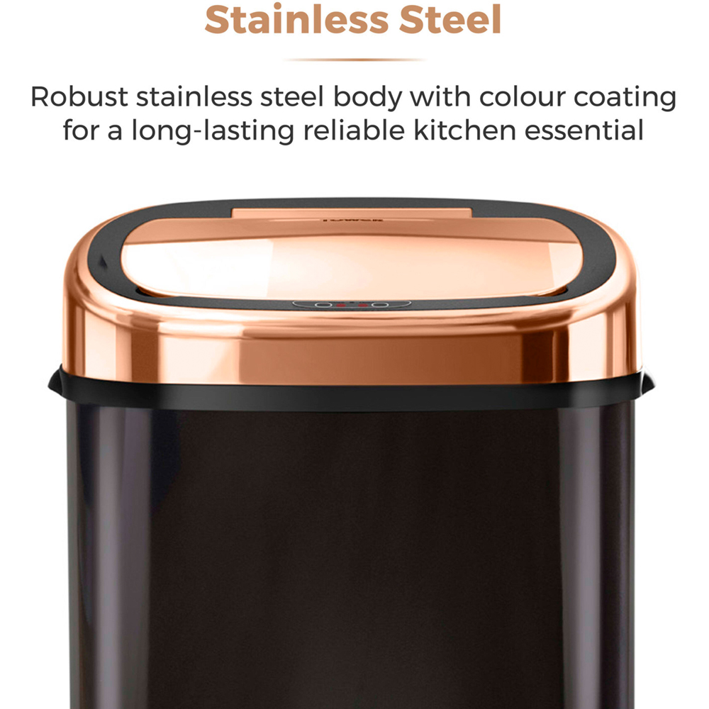 Tower Black and Rose Gold Square Sensor Bin 58L Image 6