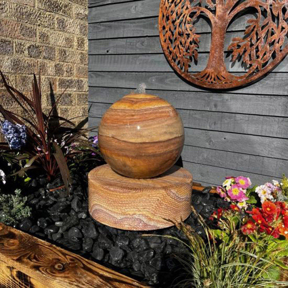 Tranquillity Sandstone Millstone and Sphere LED Water Feature Image 2