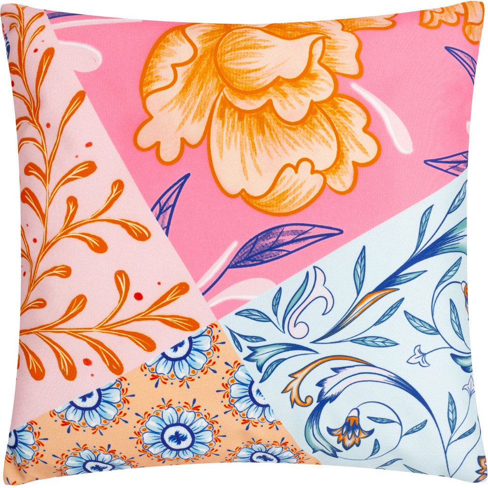 furn. Melhoun Multicolour Abstract Outdoor Reversible Cushion Image 1