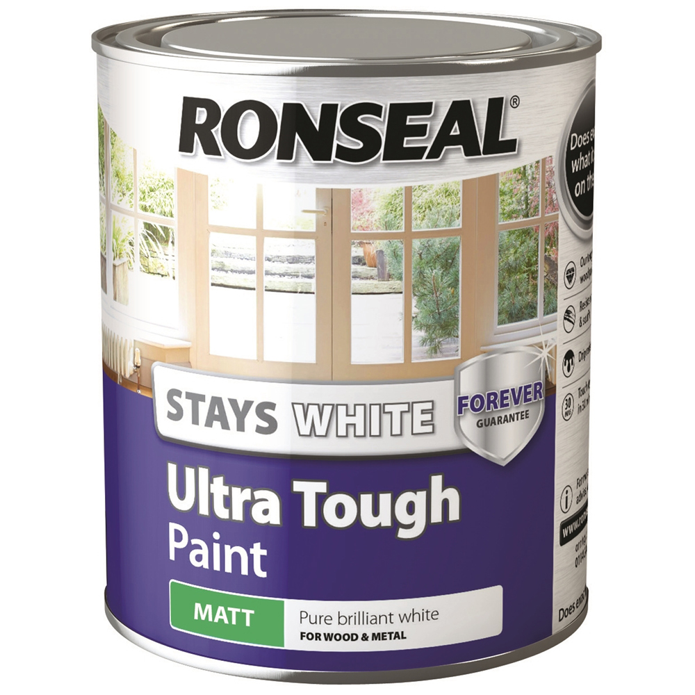 Ronseal Ultra Tough Pure Brilliant White Matt Paint 750ml Image 2