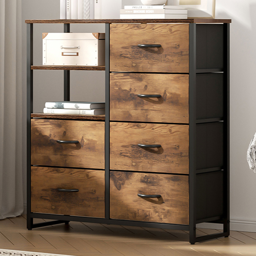 H&O Direct 6 Drawer 2 Shelf Retro Style Storage Cabinet Image 1