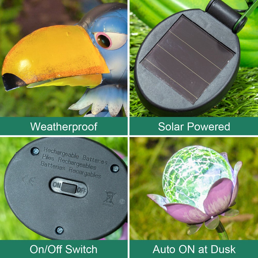 GardenKraft Metal Toucan with LED Solar Light Image 8