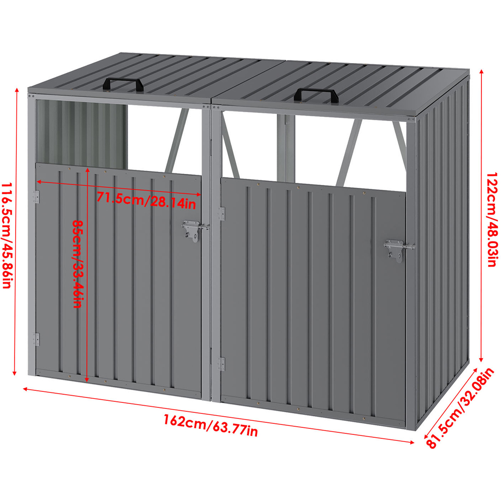 Living and Home 5 x 4ft Double Wheelie Bin Pent Storage Shed Image 8