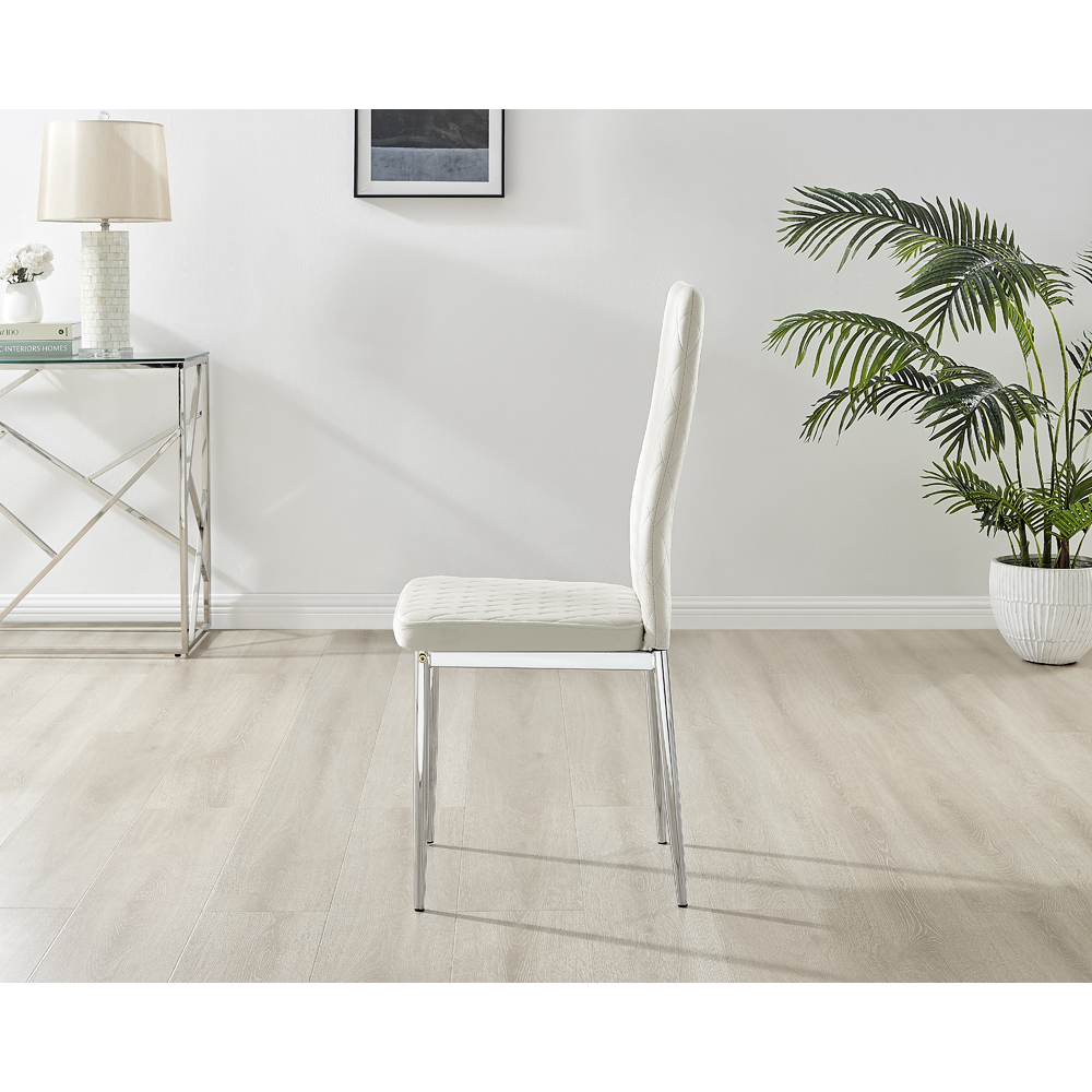 Furniturebox Valera Set of 4 Cream and Silver Velvet Dining Chair Image 4