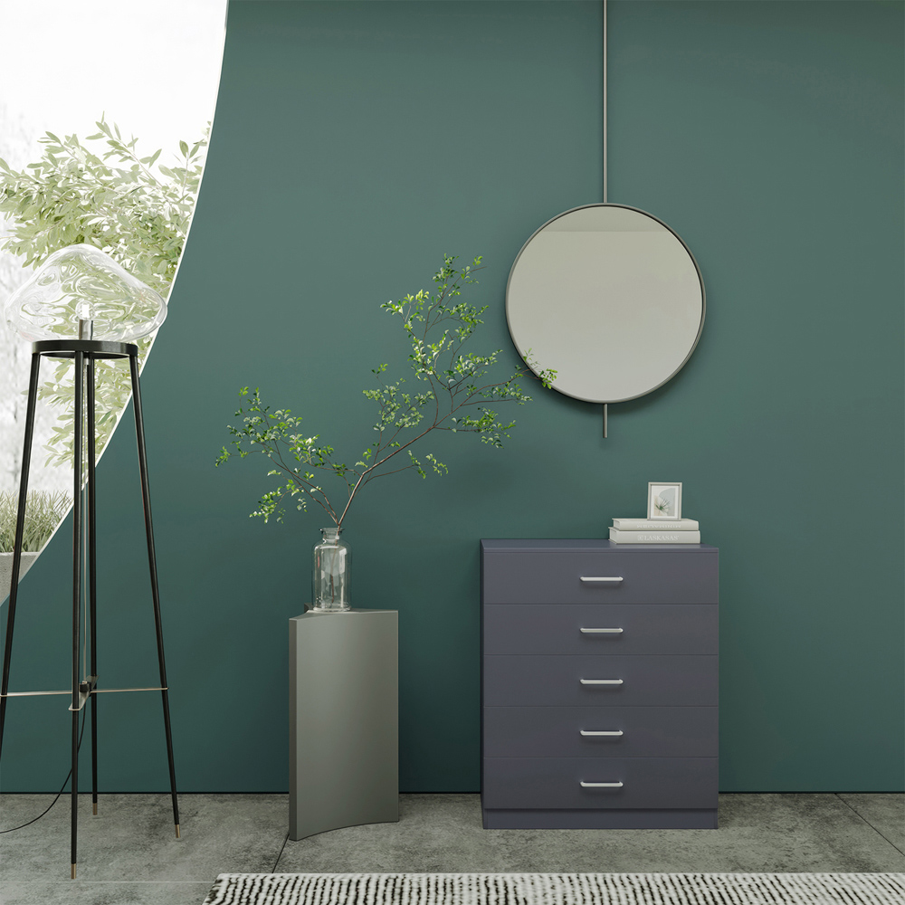 Seconique Dakota 5 Drawer Dark Grey Storage Chest Image 8