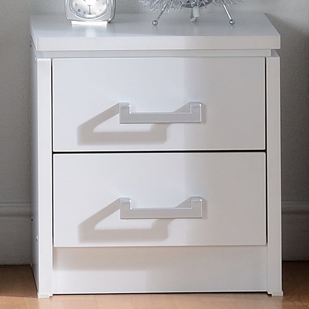 Seconique Charles 2 Drawer White Bedside Table Image 1