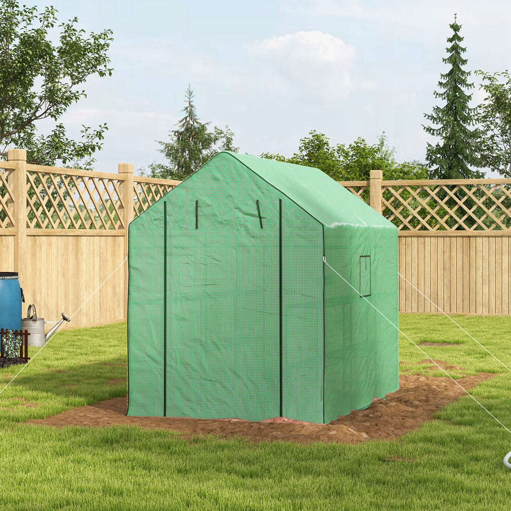Outsunny Green Plastic 4.5 x 7ft Walk In Greenhouse Image 3