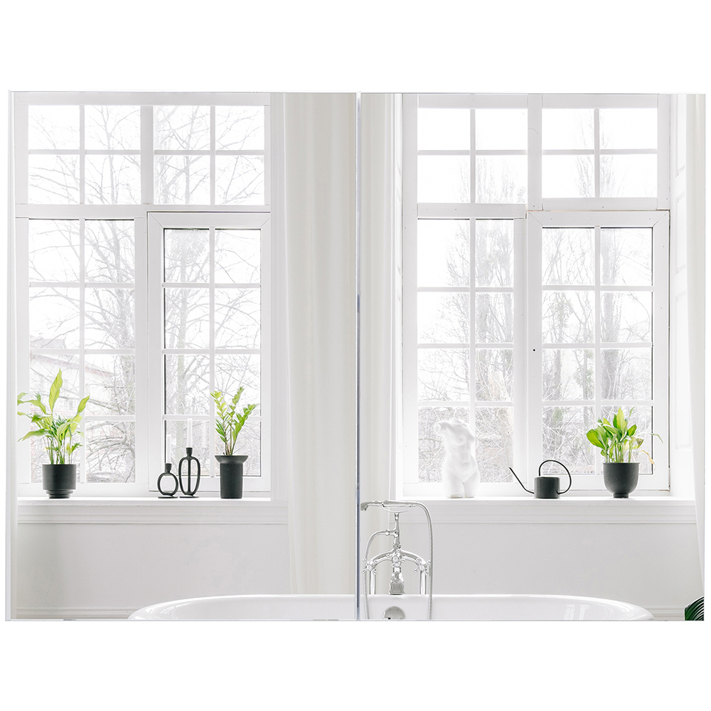 Portland White Mirror Bathroom Cabinet with Adjustable Shelves Image 2