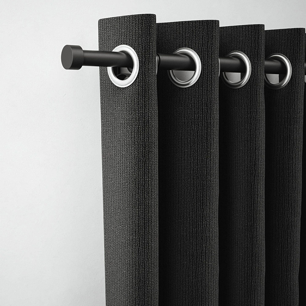 Rothley 71-120cm Matt Black Extendable Stud Finials Curtain Pole Image 2