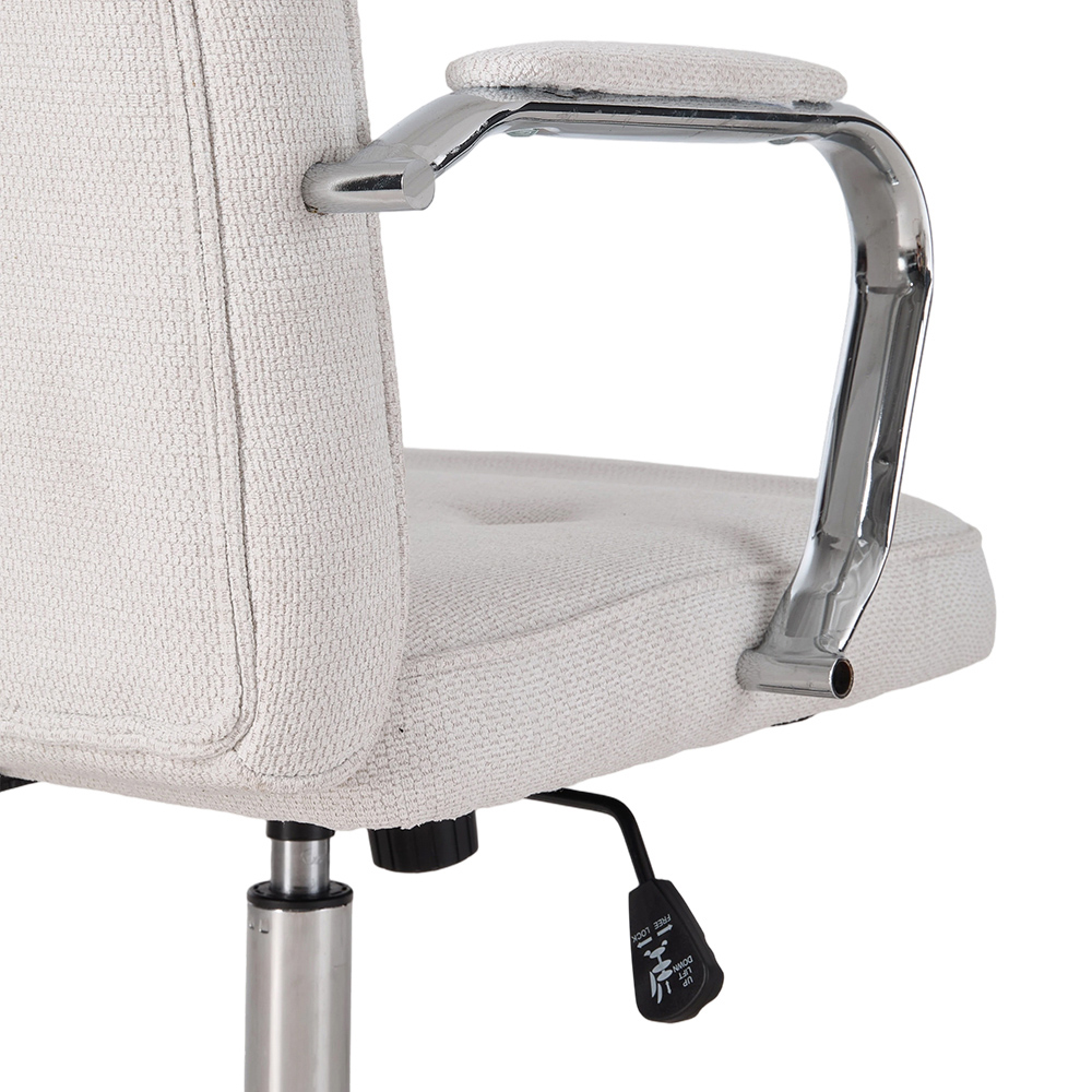 Living and Home White Chenille Swivel and Adjustable Retro Office Chair Image 7