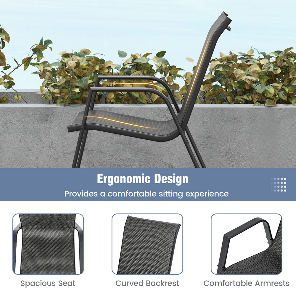 Costway 4 Seater Brown Rattan Patio Chair Image 8