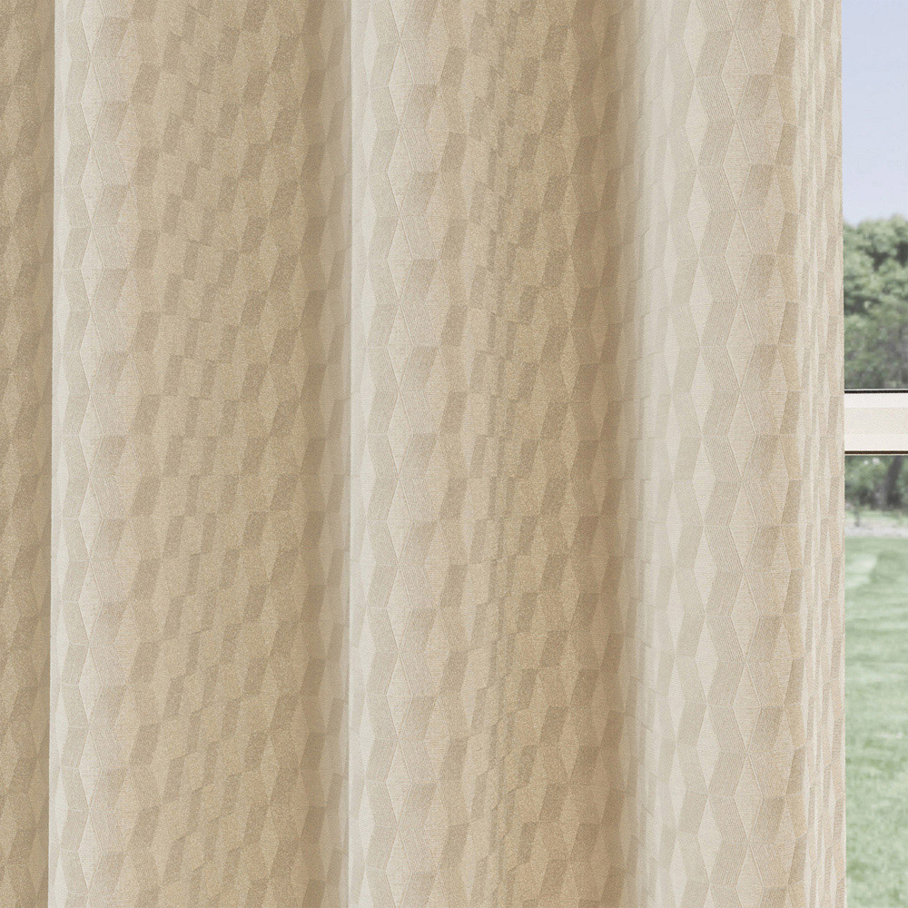 Enhanced Living Tokyo Cream Velvet Embossed Thermal Darkening Eyelet Curtains 117 x 137cm Image 3