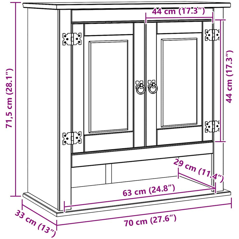vidaXL 2 Door Single Shelf Corona White Hanging Cabinet Image 9