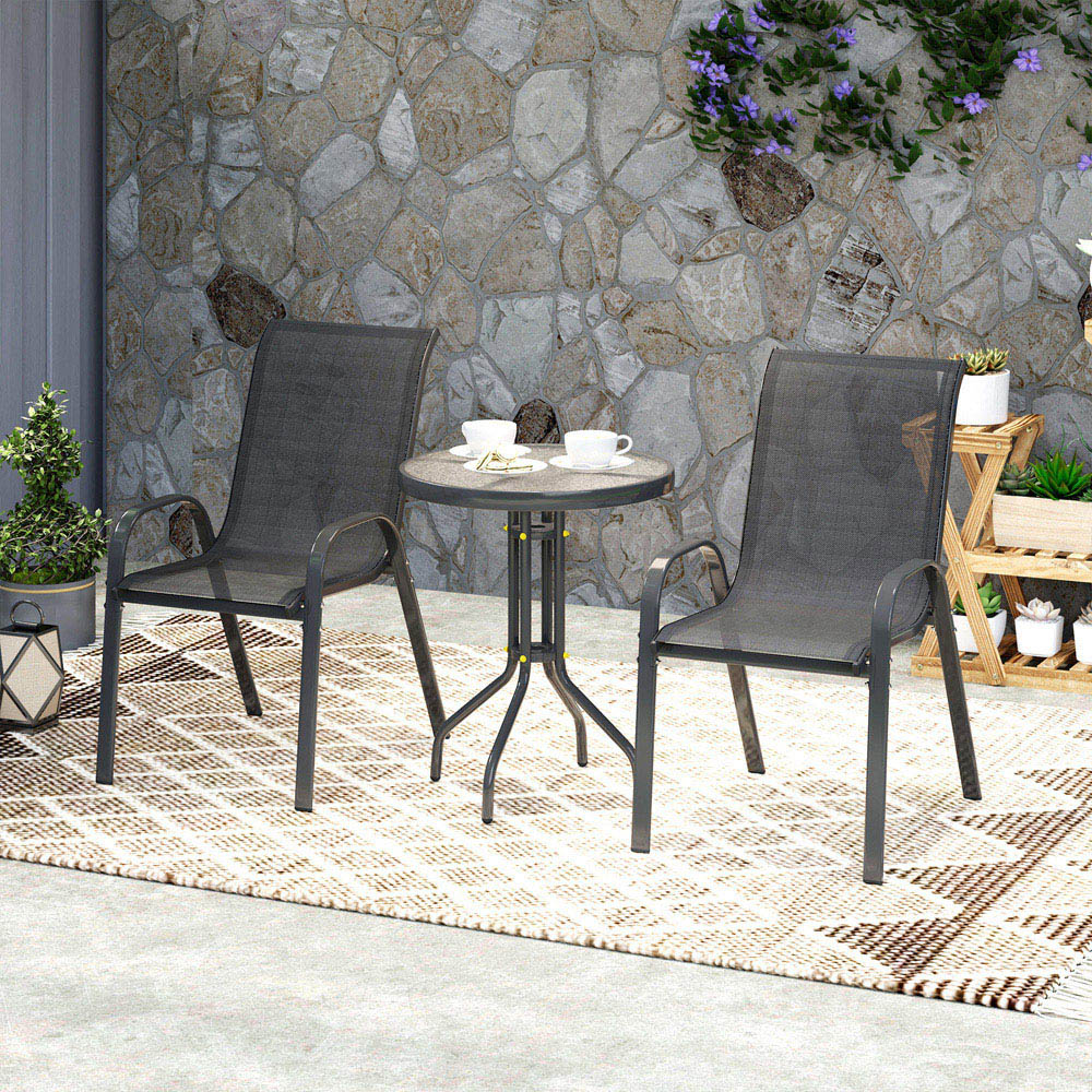 Outsunny 2 Seater Small Garden Bistro Set Black Image 3