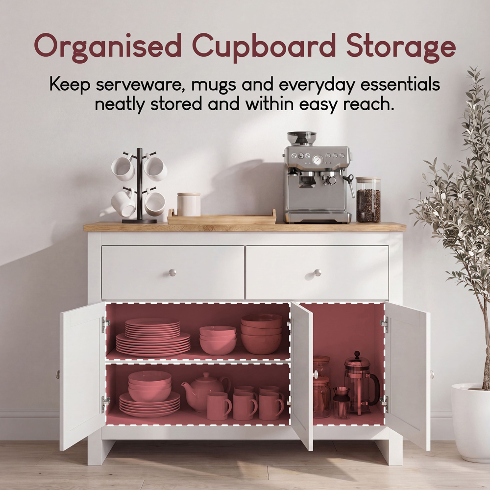 VIDA DESIGNS Arlington 3 Door 2 Drawer White Sideboard Image 6